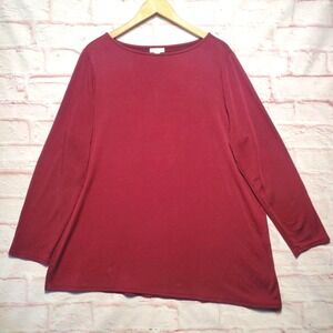 Pure Jill Luxe Tencel Pullover Womens‎ XL Maroon Long Sleeve Stretch Tunic Top